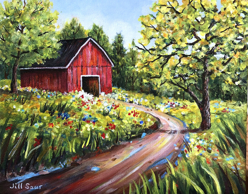 Little Red Barn 8x10 Acrylic Jill Saur Fine Art