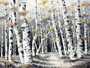 Winter Aspen Painting by Jill Saur