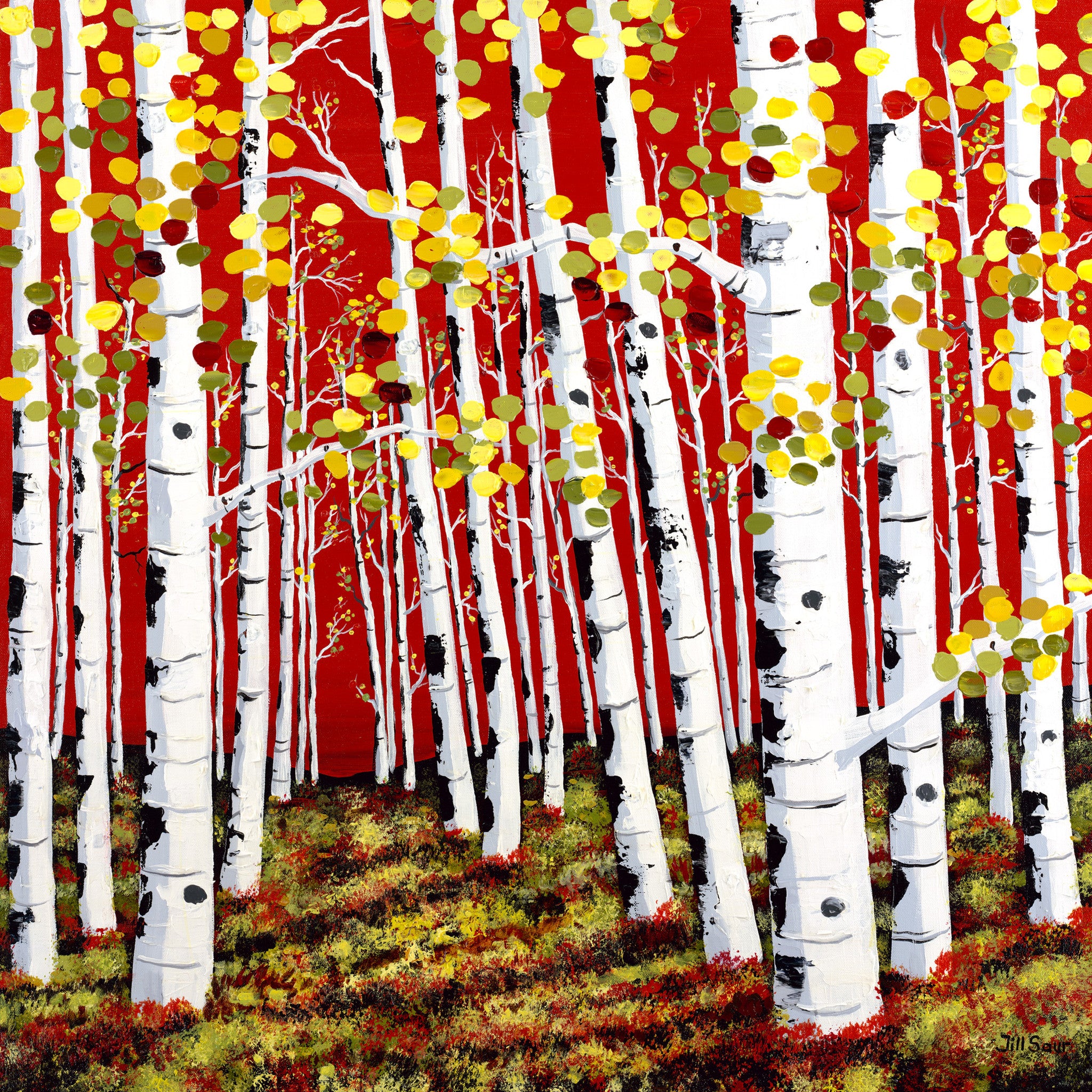 Aspen Stand Painting by Jill Saur