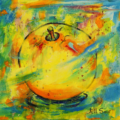 Abstract Apple Painting By Jill Saur