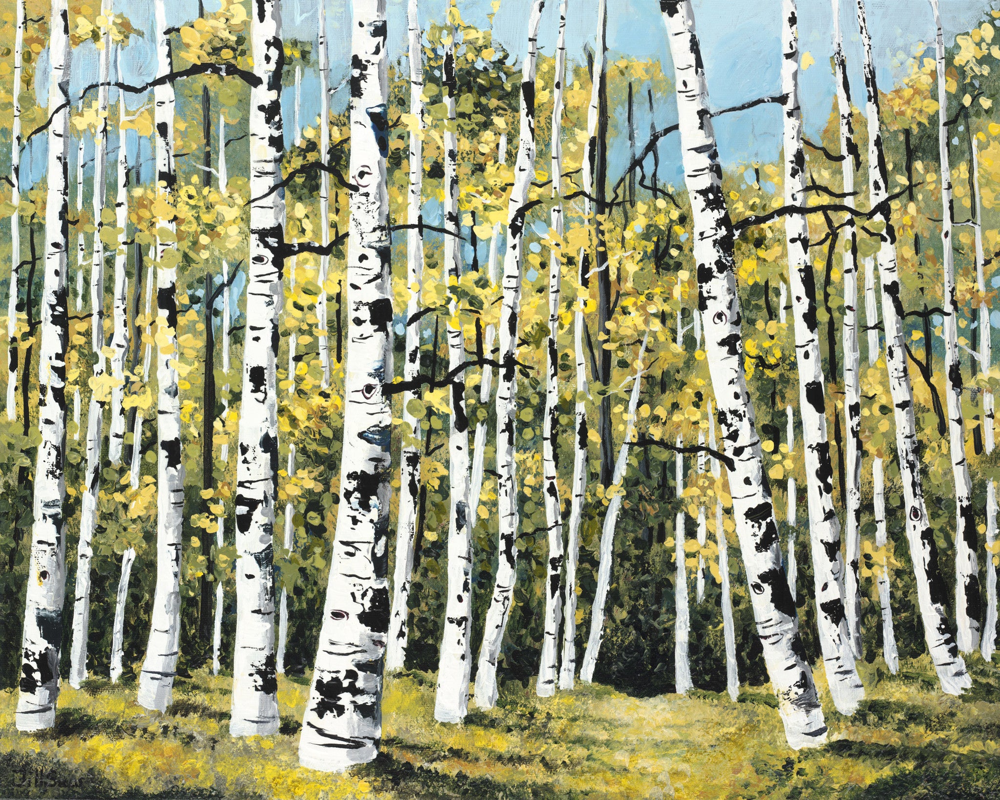 Summer Aspen Tree Painting by Jill Saur