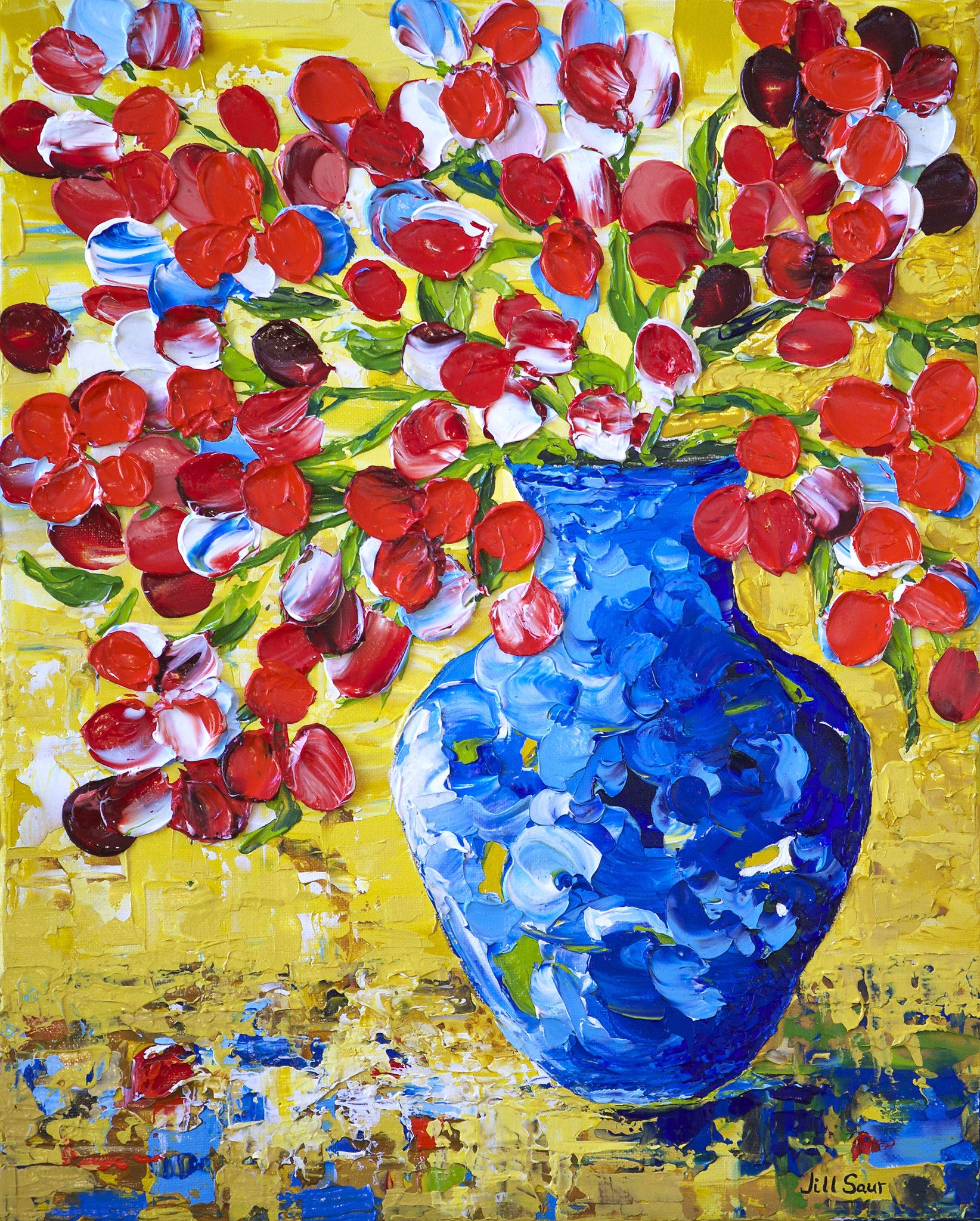 Flowers In Vase Painting by Jill Saur