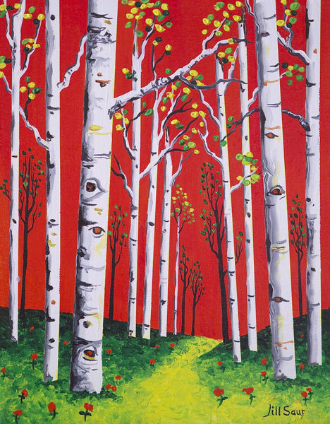 Fall Aspen Tree Painting by Jill Saur