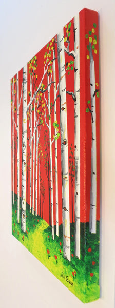 Fall Aspen Tree Painting by Jill Saur