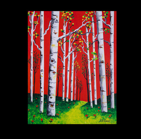 Fall Aspen Tree Painting by Jill Saur