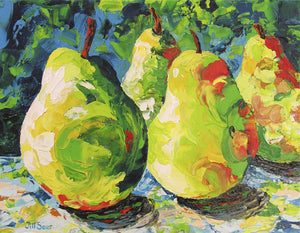 Abstract Pear Painting by Jill Saur