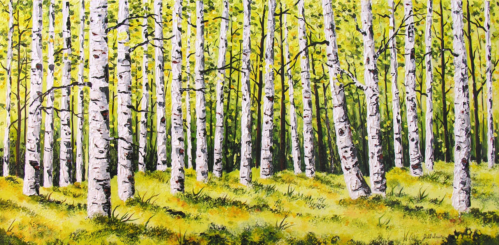 Aspen Trees Painting by Jill Saur