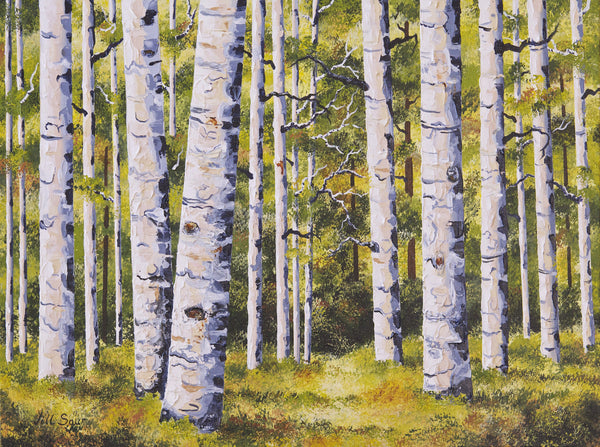 Aspen Landscape Painting by Jill Saur