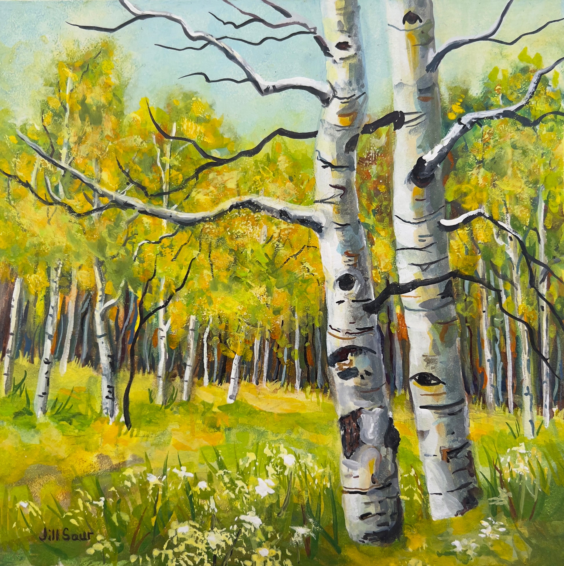 Snowmass Meadow 8x8  gouache
