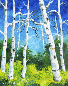 Aspen Tree Painting by Jill Saur