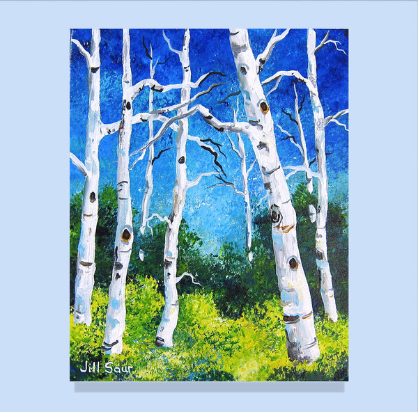 Aspen Tree Painting by Jill Saur