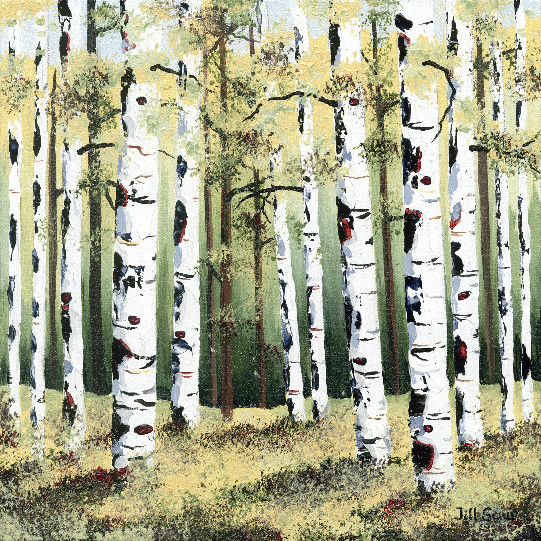 Aspens In Summer Painting by Jill Saur