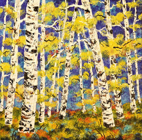 Aspen Tree Painting by Jill Saur