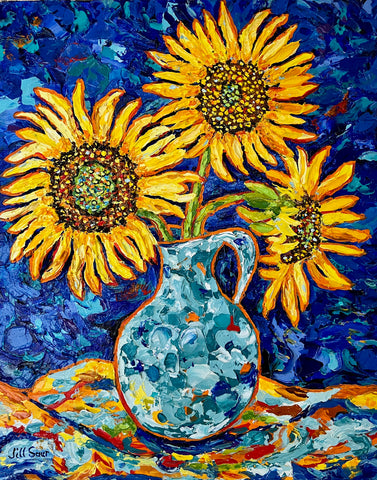 Sunflowers in Blue Vase 20x16 Acrylic