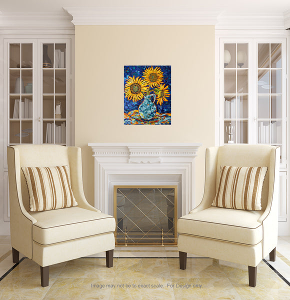 Sunflowers in Blue Vase 20x16 Acrylic