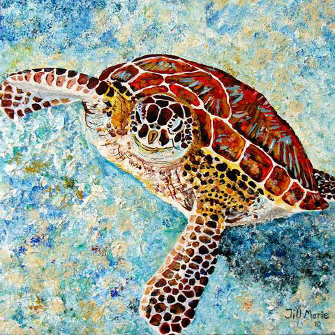 Sea Turtle Painting by Jill Saur