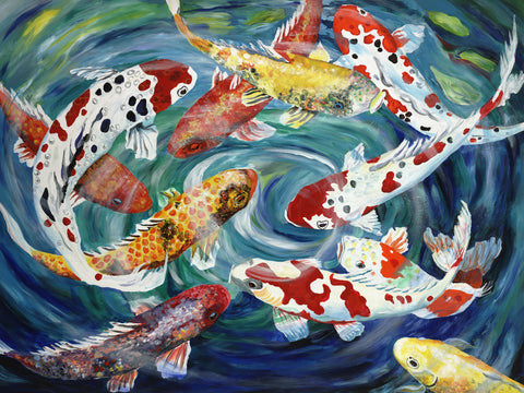 Contemporary Koi Painting by Jill Saur