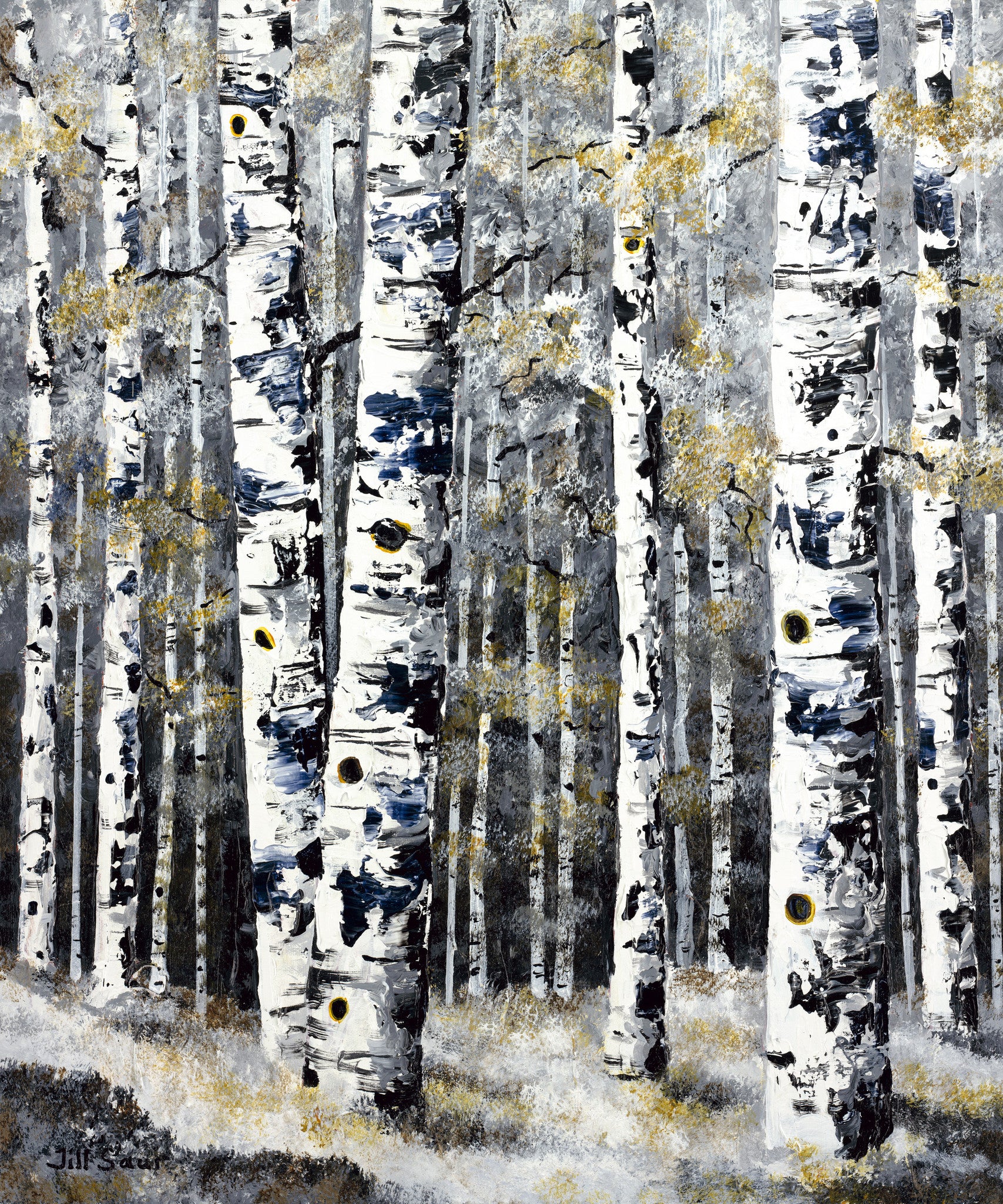 Winter Aspen Painting by Jill Saur