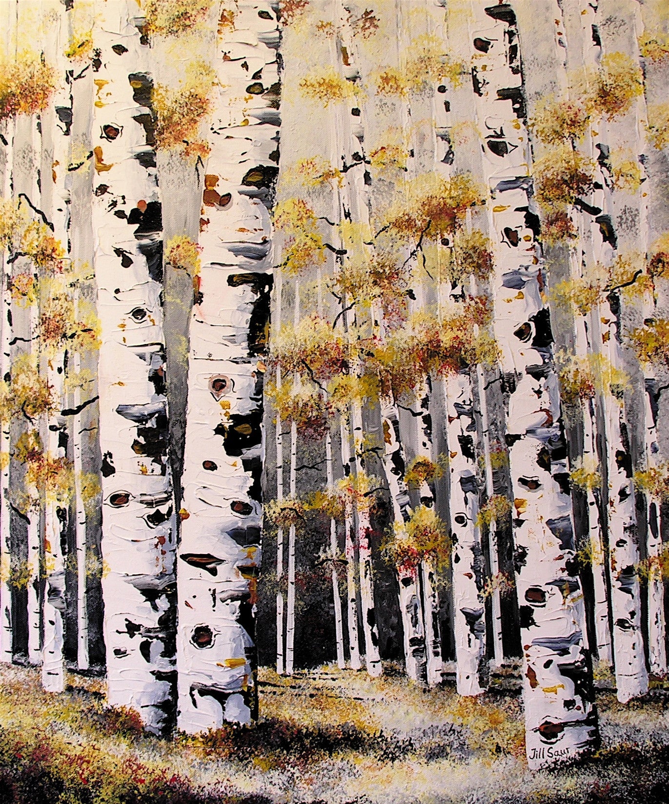 Aspen Winter Painting by Jill Saur