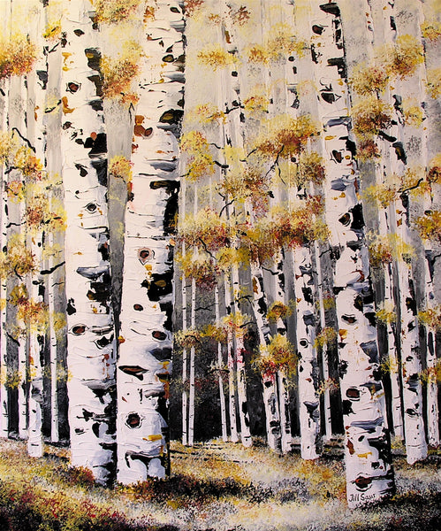 Aspen Winter Painting by Jill Saur