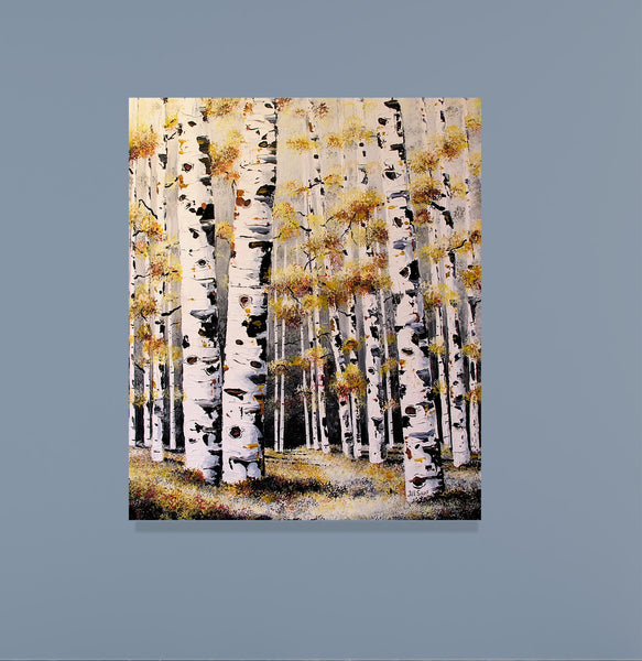 Aspen Winter Painting by Jill Saur