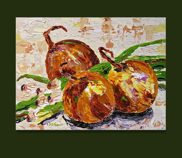 onions still life painting by Jill Saur